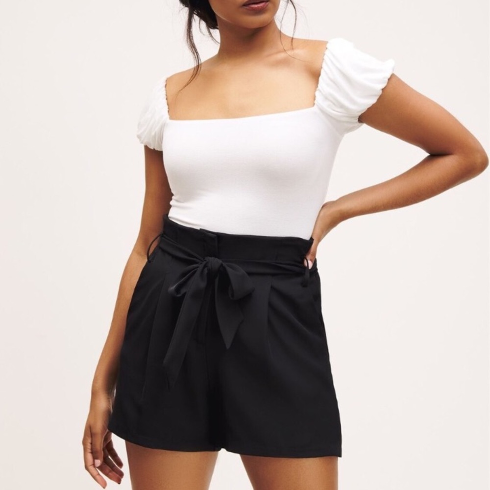 Dynamite White Puff Short Sleeve Top